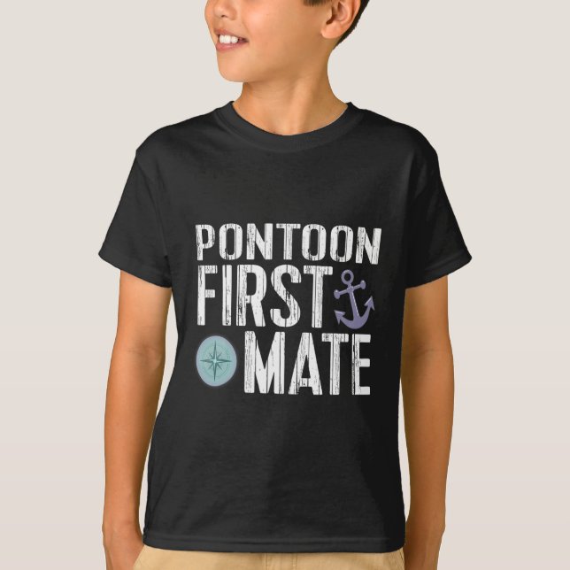 Nautical Boating Pontoon First Mate Anchor  T-Shirt (Front)