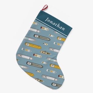 Nautical boats ships coastal On the River Large Christmas Stocking