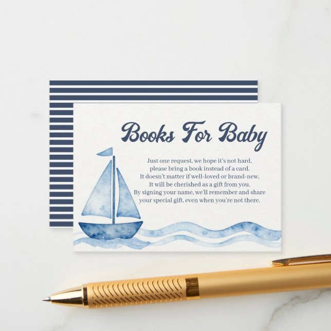 Nautical Books For Baby Enclosure Card | Editable  (Front/Back In Situ)