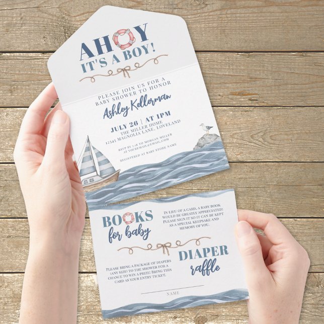 Nautical Boy Baby Shower All In One Invitation (Nautical Boy Baby Shower All in One Invitation )