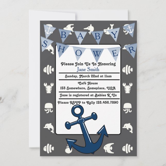 Nautical Boy Baby Shower Invitation (Front)