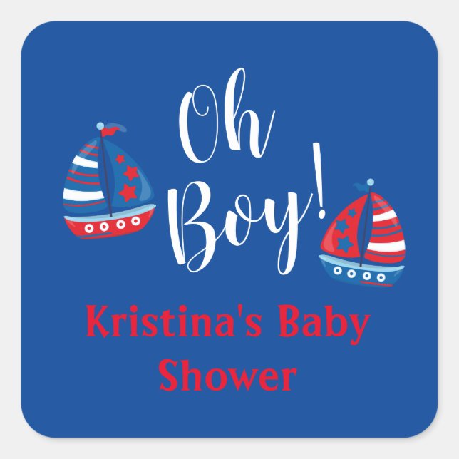 Nautical Boy Baby shower sticker (Front)