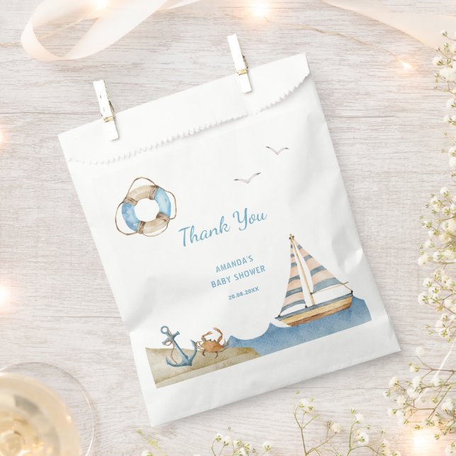 Nautical Boy Baby Shower Thank You Favour Bags (Clipped)