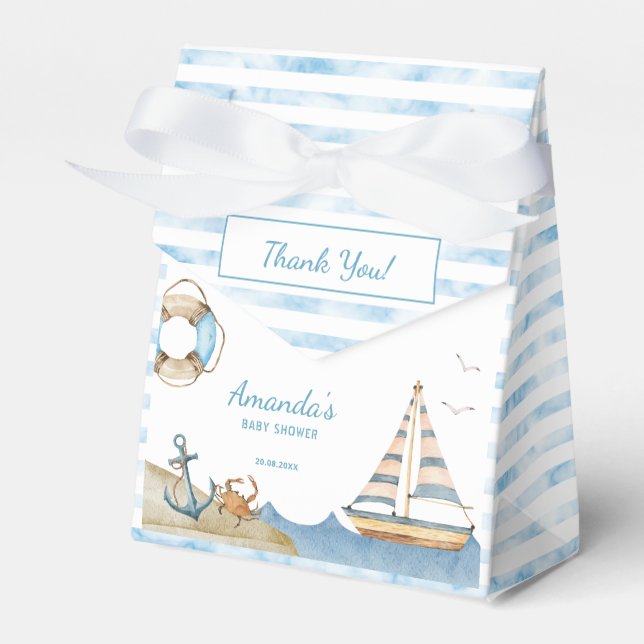 Nautical Boy Baby Shower Thank You Favour Box (Front Side)
