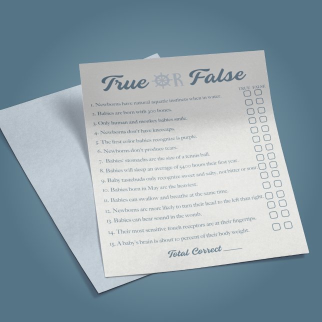 Nautical Boy Baby Shower True False Game Flyer (Creator Uploaded)