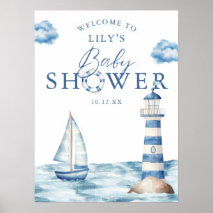 Nautical Boy Baby Shower Welcome Sign