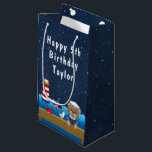 Nautical Boy Bear Red and Navy Happy Birthday Small Gift Bag<br><div class="desc">This cute and fun gift bag can be personalised with a name or title, such as son, grandson, nephew, friend etc. It features a nautical sailor boy bear on a wooden deck with a seagull and a crab. In the background there is a red and white lighthouse, a cute bird...</div>