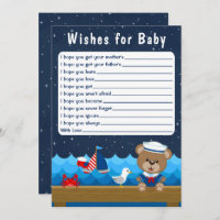 Nautical Boy Bear Red and Navy Wishes For Baby