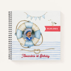Nautical Boy Birthday Photo Guest Book