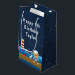 Nautical Boy Monkey Red and Navy Happy Birthday Small Gift Bag<br><div class="desc">This cute and fun gift bag can be personalised with a name or title, such as son, grandson, nephew, friend etc. It features a nautical sailor boy monkey on a wooden deck with a seagull and a crab. In the background there is a red and white lighthouse, a cute bird...</div>
