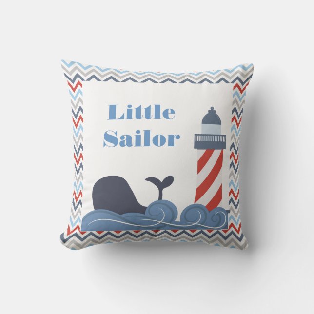 Nautical Boy's Throw Pillow by CBendel Designs (Front)