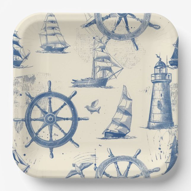 Nautical Breeze Paper Bowl Plate (Front)