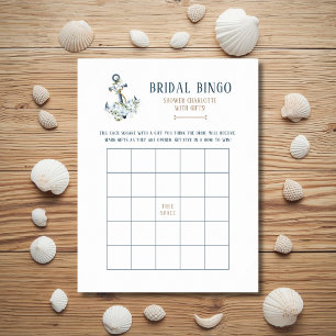 Nautical Bridal Shower Bingo Game Card