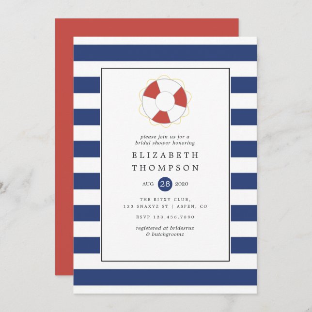 Nautical Bridal Shower Invitation (Front/Back)