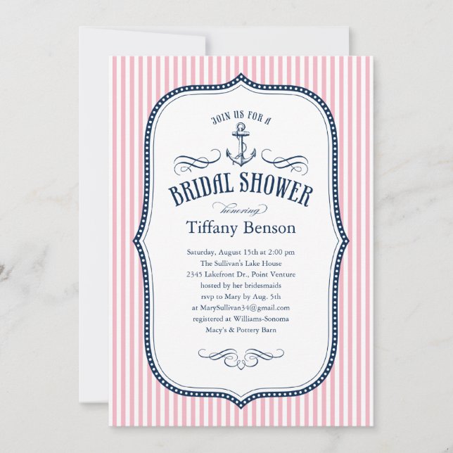 Nautical Bridal Shower Invitations (Front)