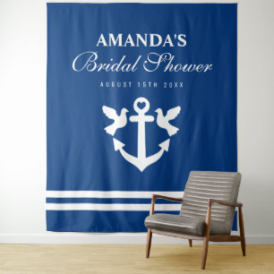 Nautical bridal shower party photo booth backdrop tapestry