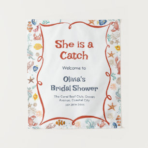 Nautical Bridal Shower Welcome Backdrop Tapestry