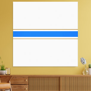 Nautical Bright Blue Brown Racing Stripes On White Canvas Print