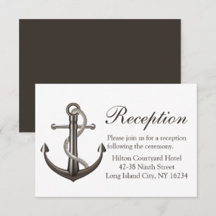 Nautical Brown Wedding Reception Ship Anchor Invitation