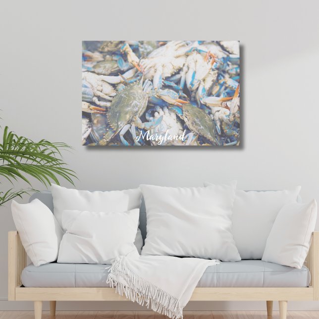 Nautical Bue Crab Beach House Canvas Print (Have a relaxing time putting together this Maryland Bue Crab puzzle. Vacation is the perfect time!)