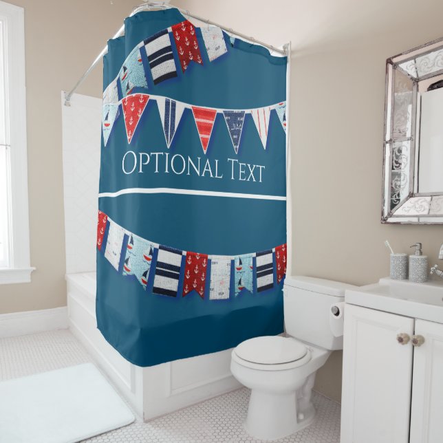 Nautical Bunting Shower Curtain (In Situ)