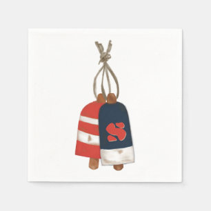 Nautical Buoys Personalised Blue Red Napkin