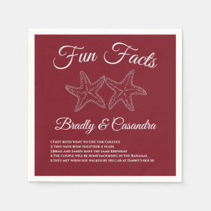 Nautical burgundy Wedding Starfish Fun Fact Napkin