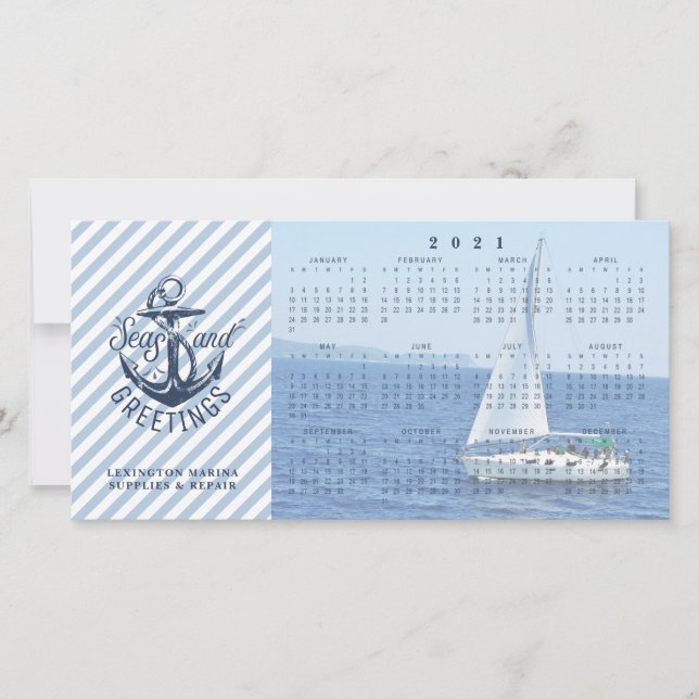 Nautical Business 2021 Calendar SEAsons Greetings Holiday Card (Front)
