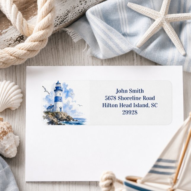 Nautical By the Sea Lighthouse Return Address  (Creator Uploaded)