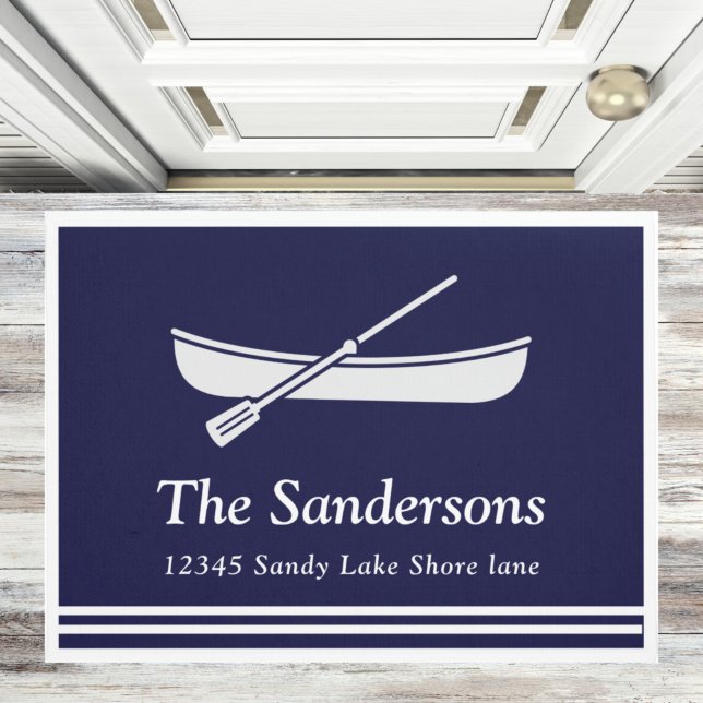 Nautical Canoe Boat Paddles Navy Blue White  Doormat (Creator Uploaded)