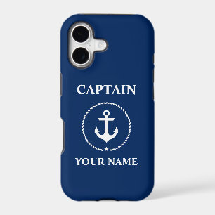 Nautical Captain Add Name Anchor Rope Navy Blue