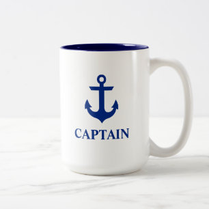 Nautical Captain Anchor Large Two-Tone Coffee Mug