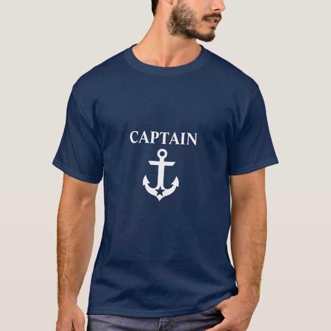 Nautical Captain Anchor Star Blue T-Shirt (Front)