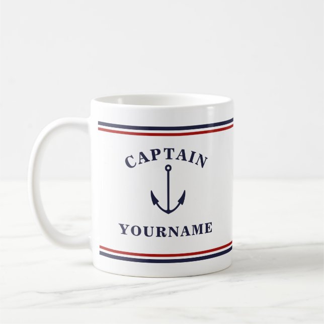 Nautical Captain Anchor Your Name in Block Mug (Left)