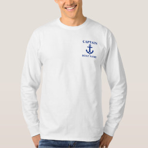 Nautical Captain Boat Name Anchor Star Henley T-Shirt
