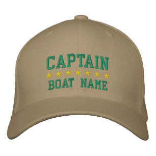 Nautical Captain Khaki Your Boat Name Embroidered Hat