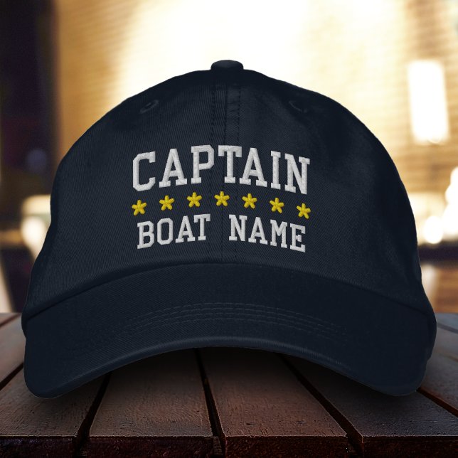 Nautical Captain Your Boat Name Cap Bl (Choose from a variety of hat colors.)
