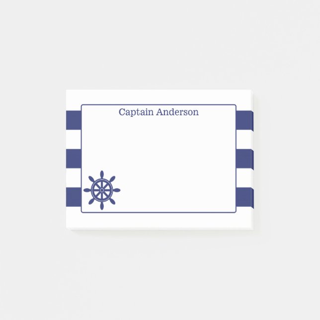 Nautical Captain's Wheel Add Name 4 x 3 Post-it Notes (Front)