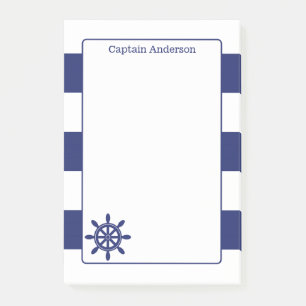 Nautical Captain's Wheel Add Name 4x6 Post-it Notes