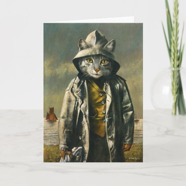 Nautical Cat Greetings Card (Front)