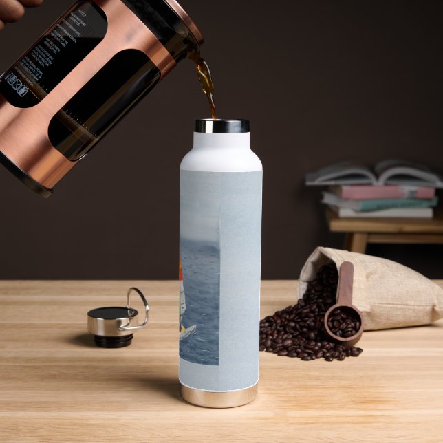 Nautical Catamaran Sailboat Ocean Water Bottle (Coffee)