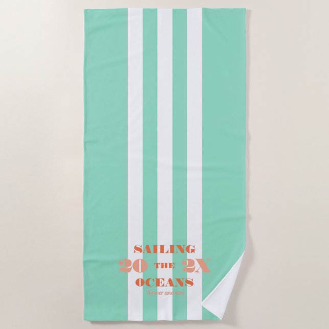 Nautical Celebration Stripes logo Beach Towel (Front)