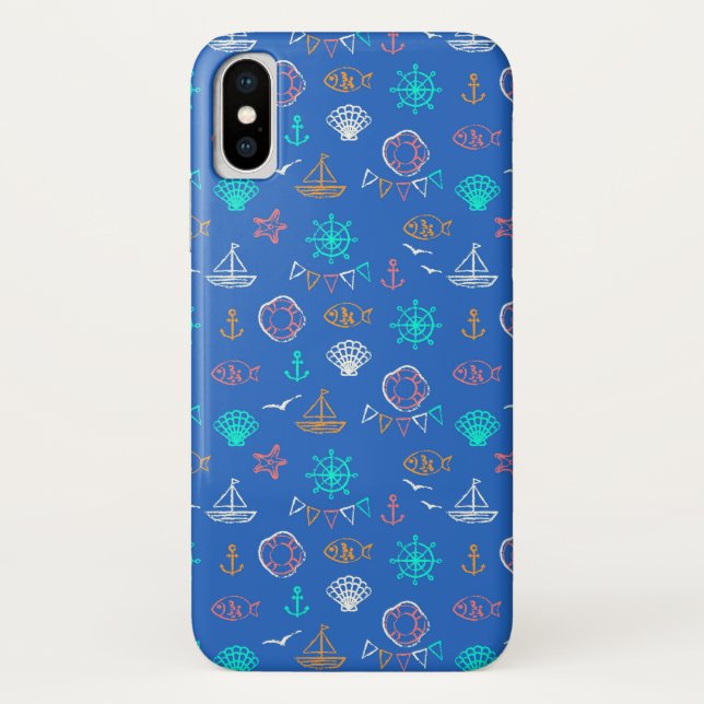 Nautical Chalk Drawing Pattern 1 Case-Mate iPhone Case (Back)