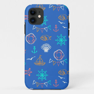 Nautical Chalk Drawing Pattern 1 iPhone 11 Case