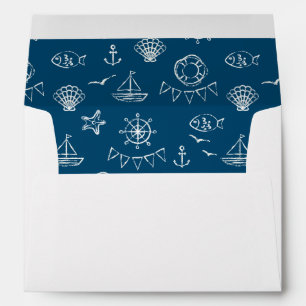 Nautical Chalk Drawing Pattern 2 Envelopes