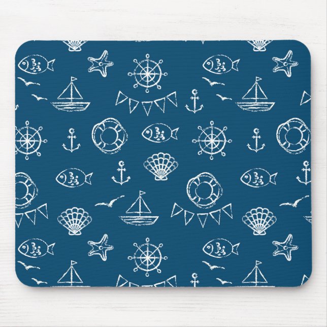 Nautical Chalk Drawing Pattern 2 Mouse Pad (Front)
