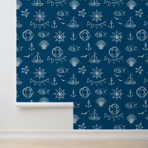 Nautical Chalk Drawing Pattern 2 Wallpaper