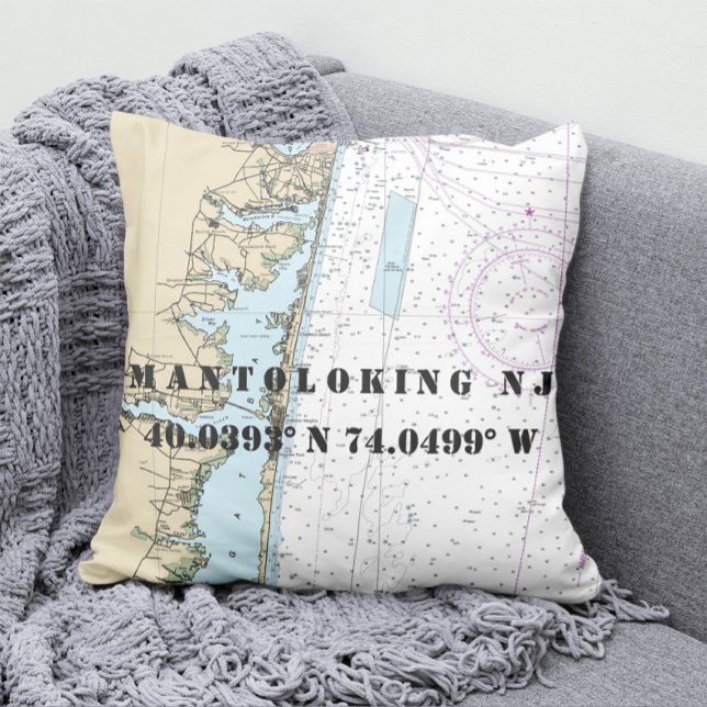 Nautical Chart Latitude Longitude: Mantoloking NJ Cushion (Creator Uploaded)