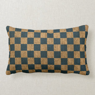 Nautical Check in Deep Sea Blue Lumbar Cushion