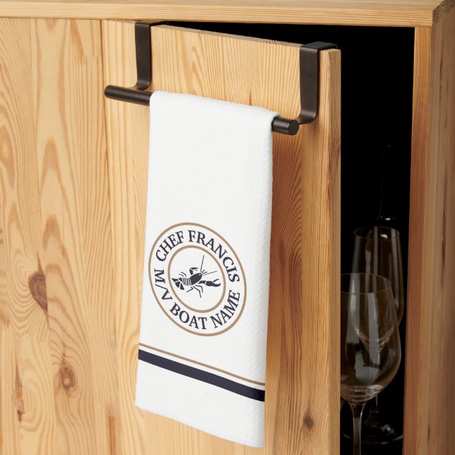 Nautical Chef Lobster Logo Kitchen Towel (Thirds Fold)